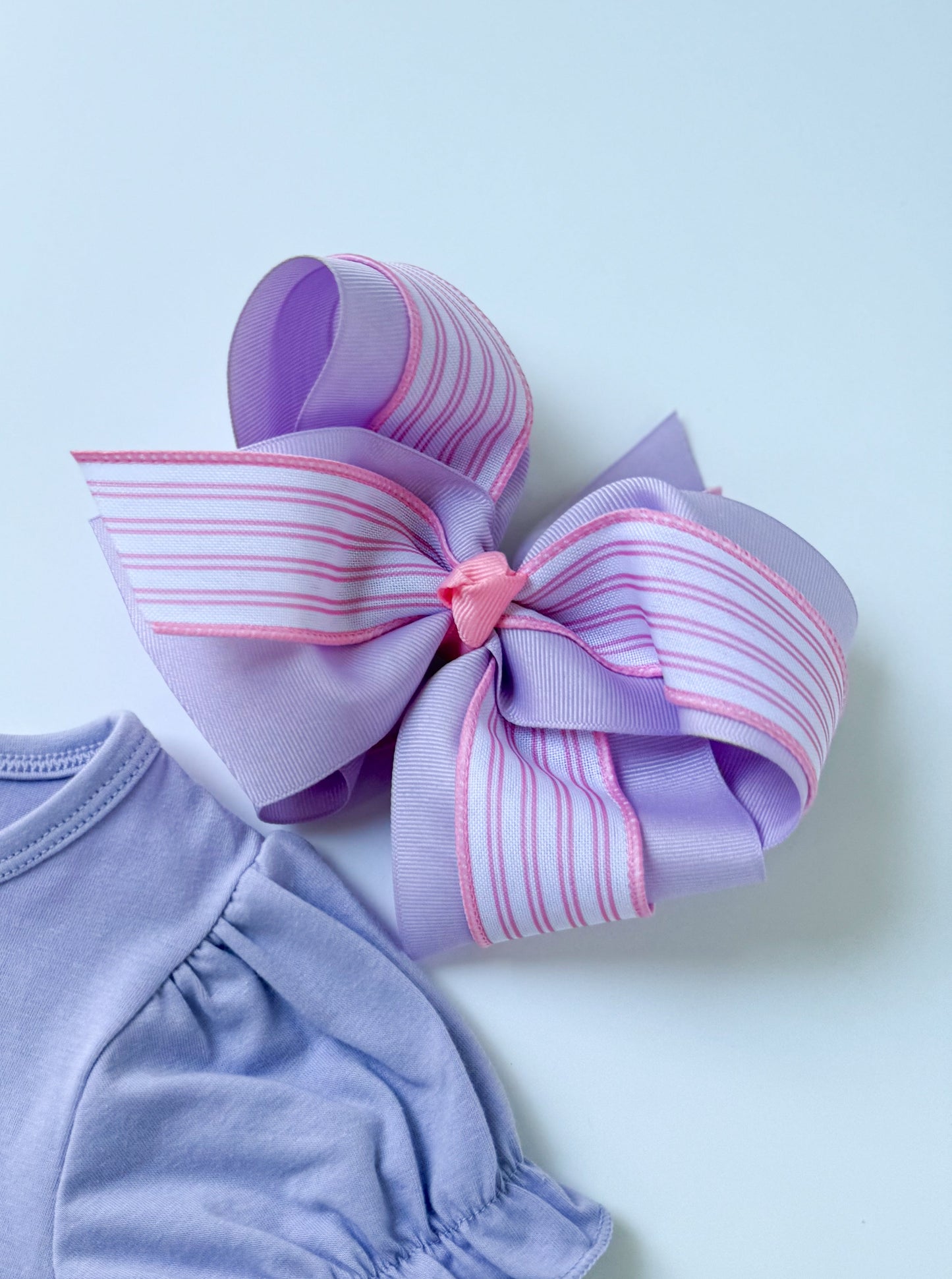 Purple & Pink Stripe CLIP Bow - Crowned with Grace