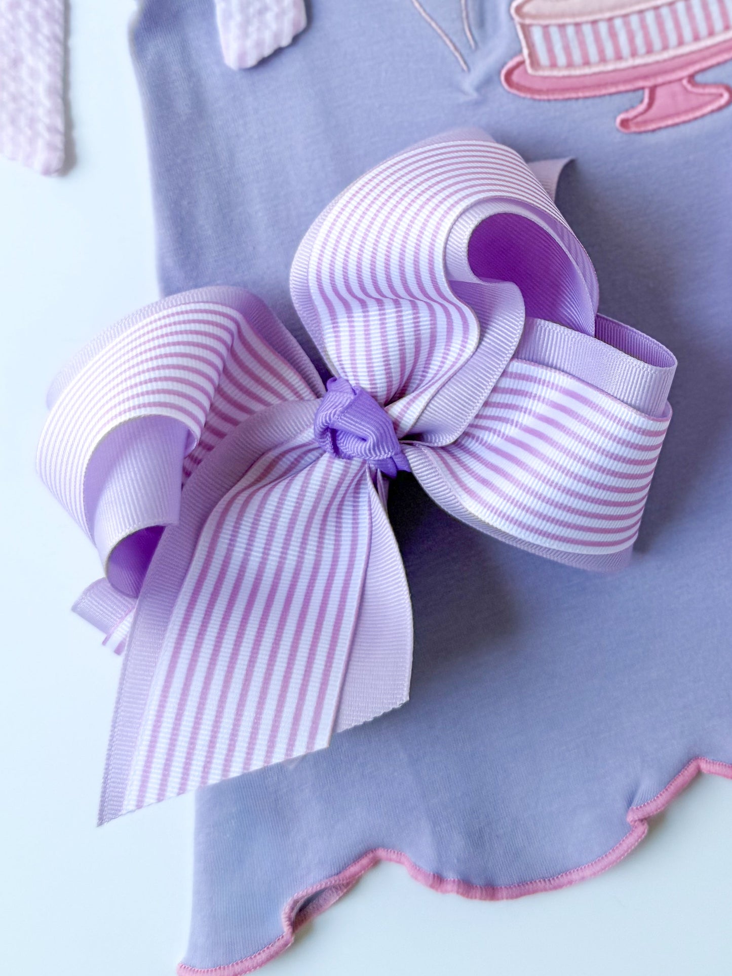 Purple & Pink Stripe HEADBAND Bow - Crowned with Grace