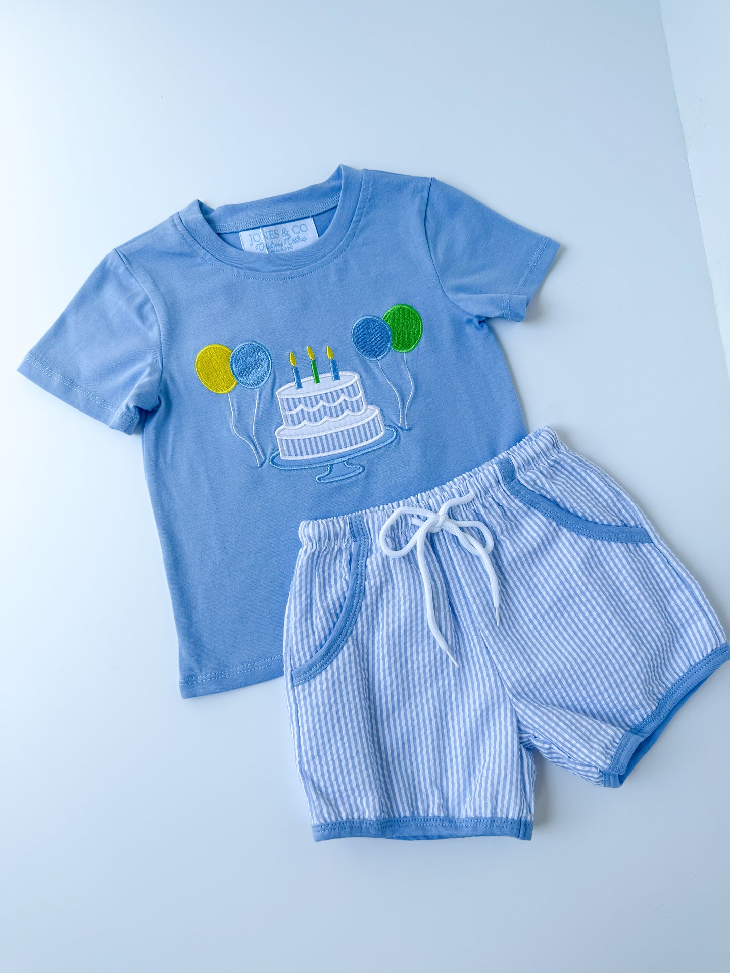 Seersucker Birthday Boy’s Short Set