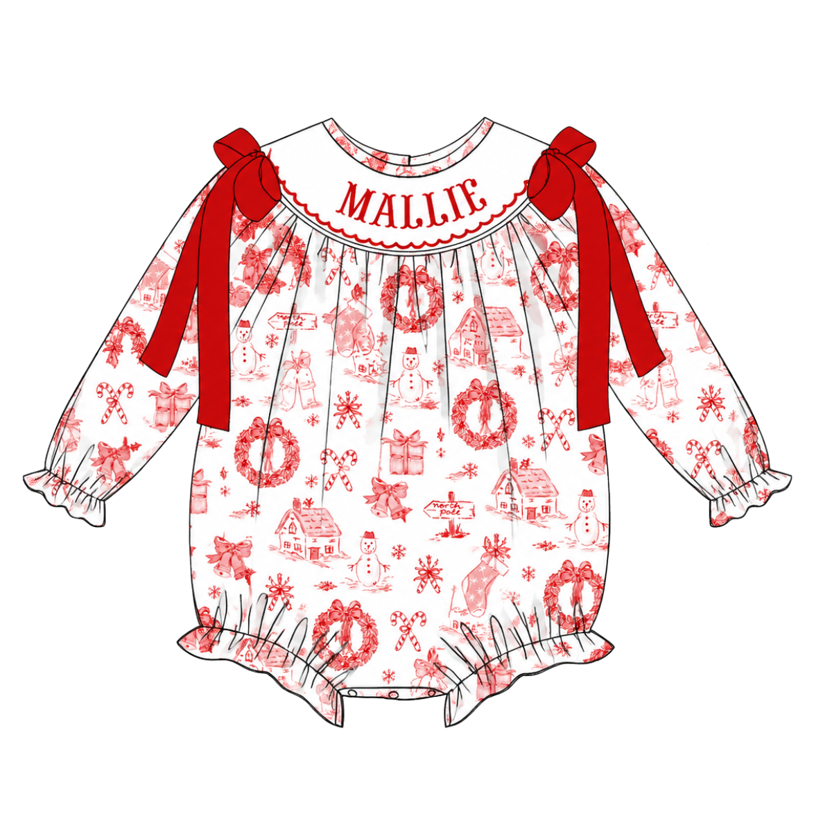 Christmas Toile Custom Name Girl’s Bubble PREORDER ETA OCTOBER