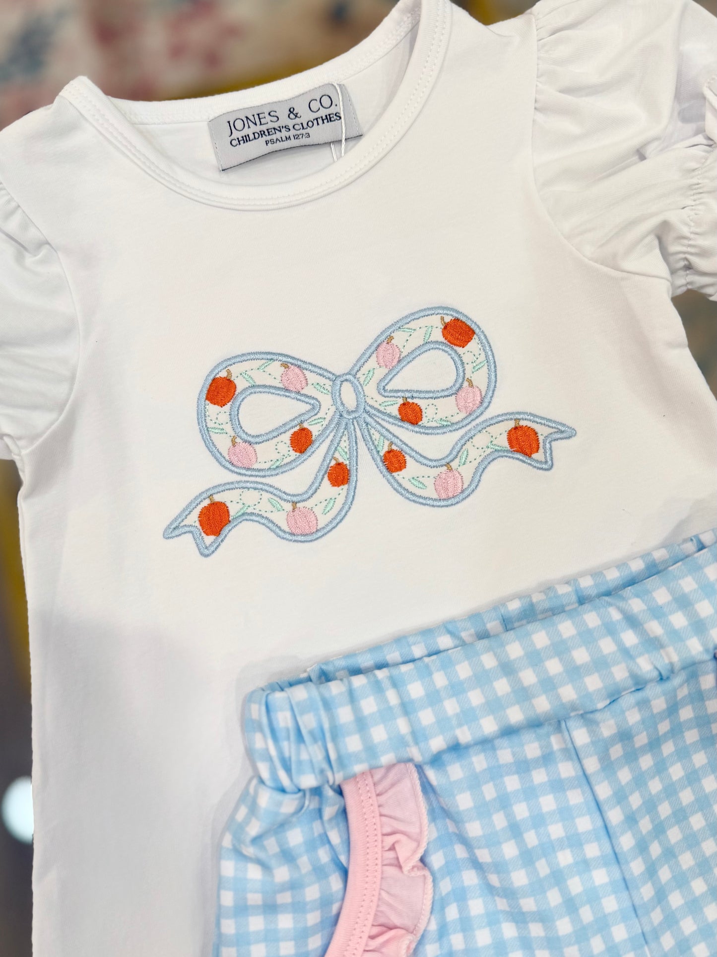 Pretty Pumpkin Bow Girl’s Short Set