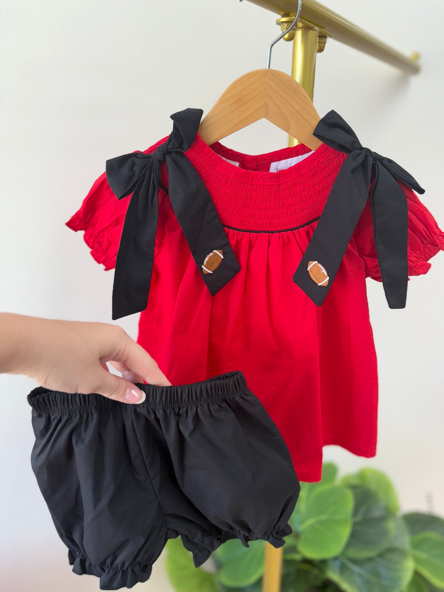 Red & Black Girls Bloomer Set