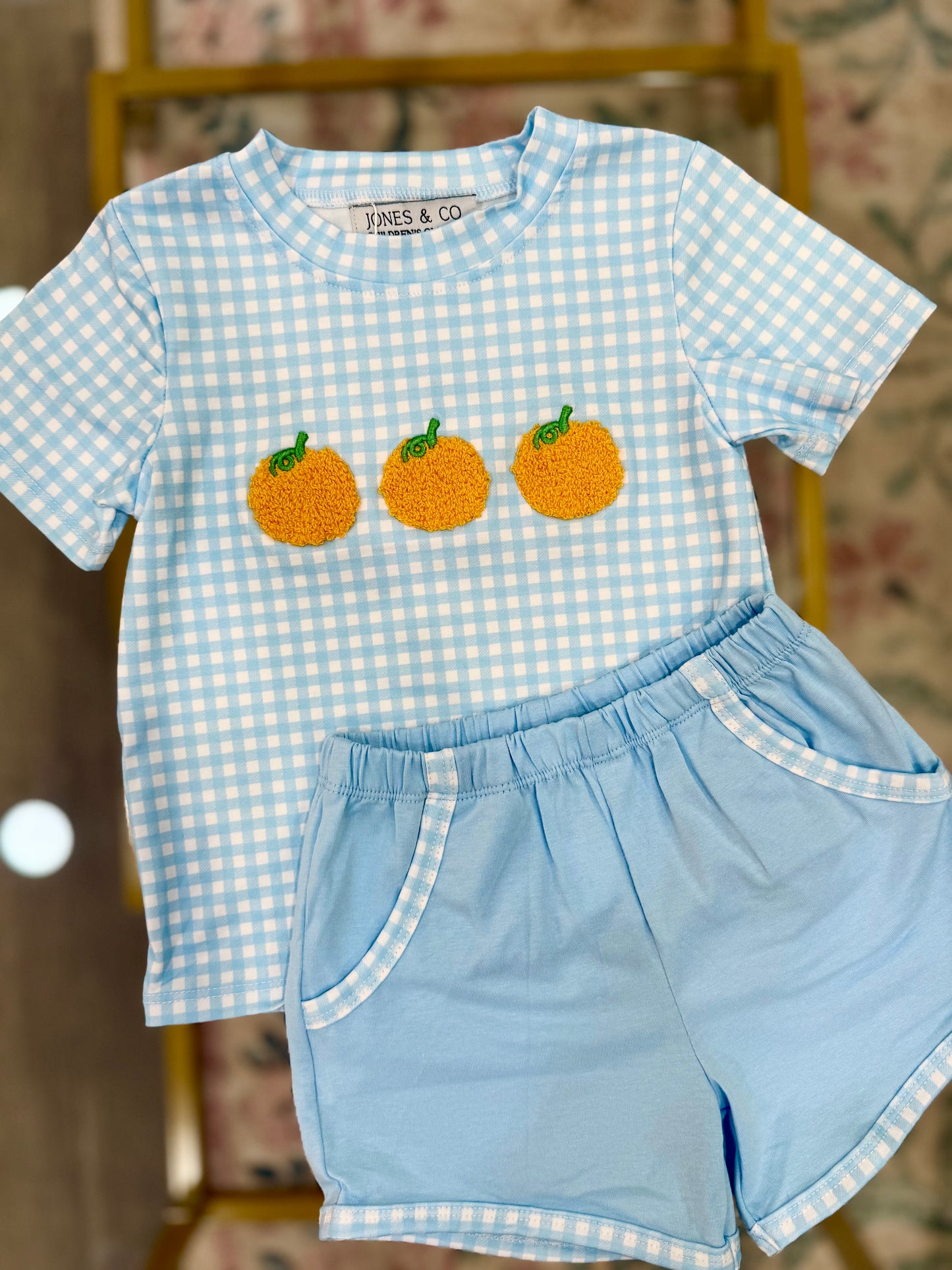 Gingham Pumpkin Boy’s Short Set