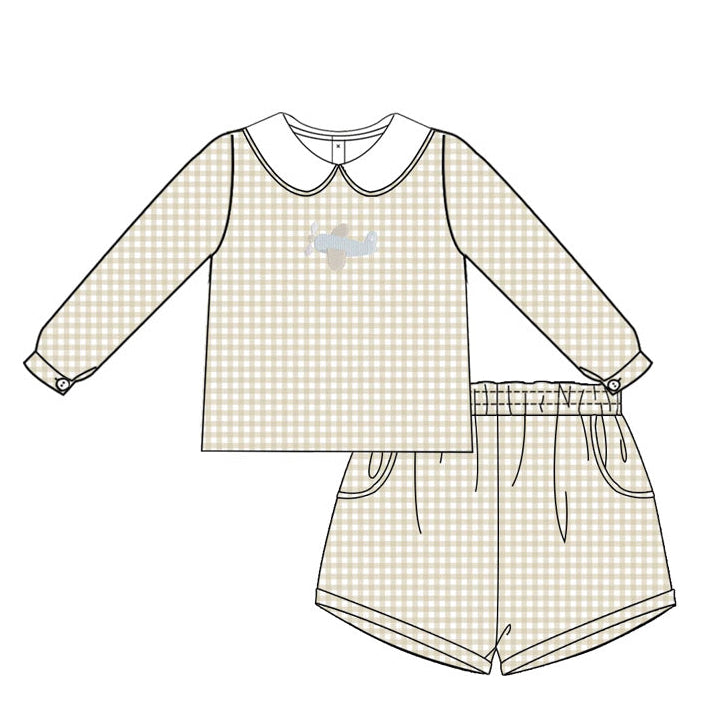 Little Aviator Boy Collar Short Set PREORDER ETA LATE SEPTEMBER
