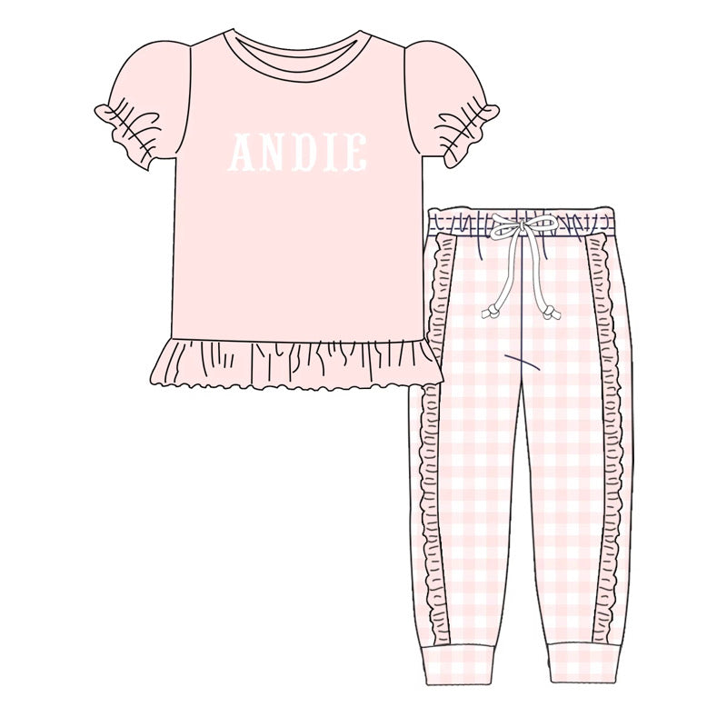 Pink Gingham Personalized Pant Set PREORDER ETA LATE JANUARY