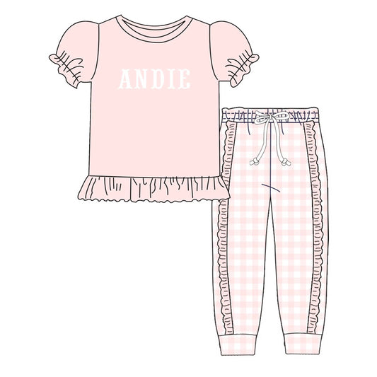 Pink Gingham Personalized Pant Set PREORDER ETA LATE JANUARY