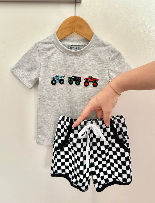 Monster Truck Boy's Short Set