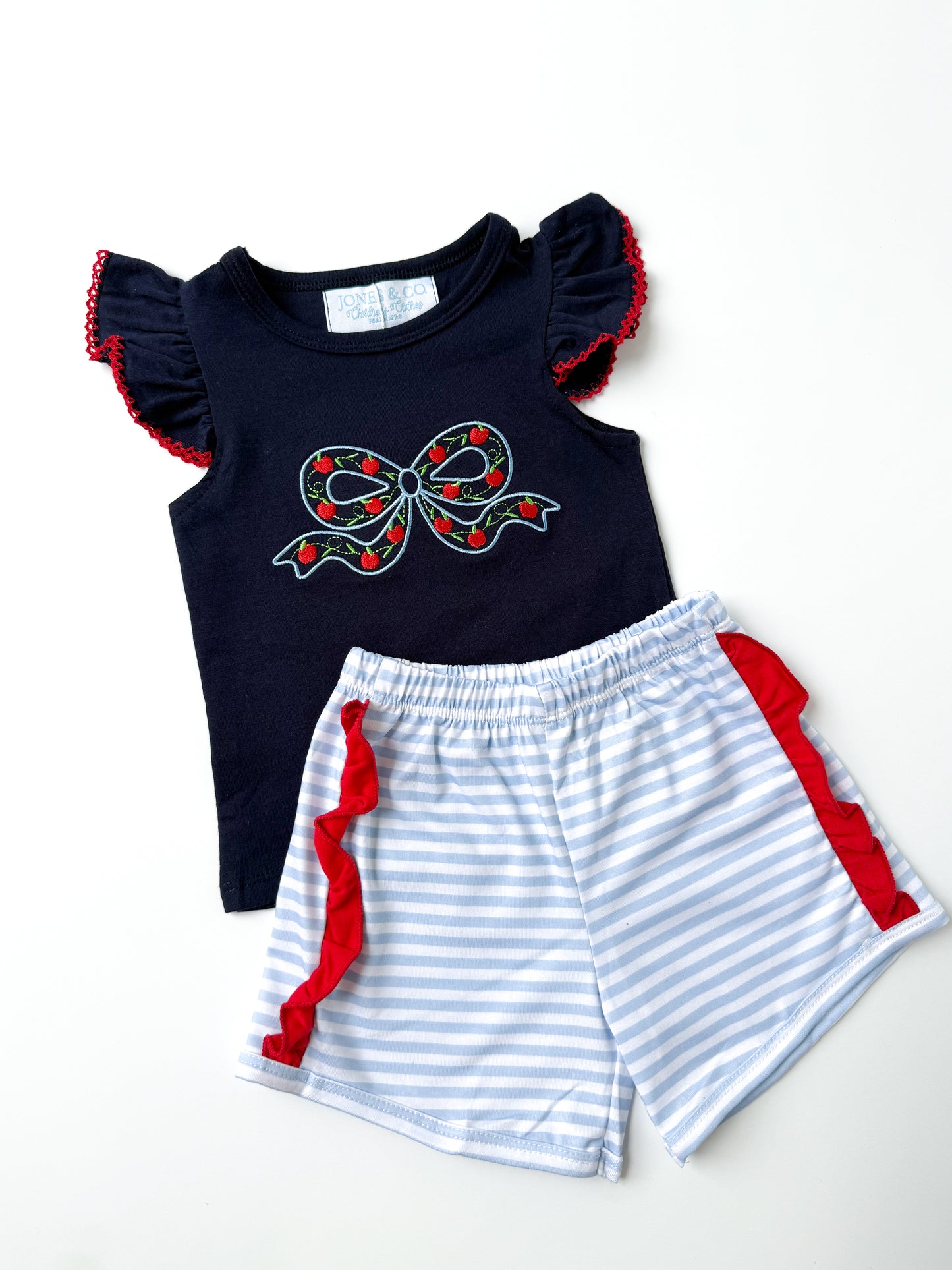 Classic Apple Bow Girl’s Short Set
