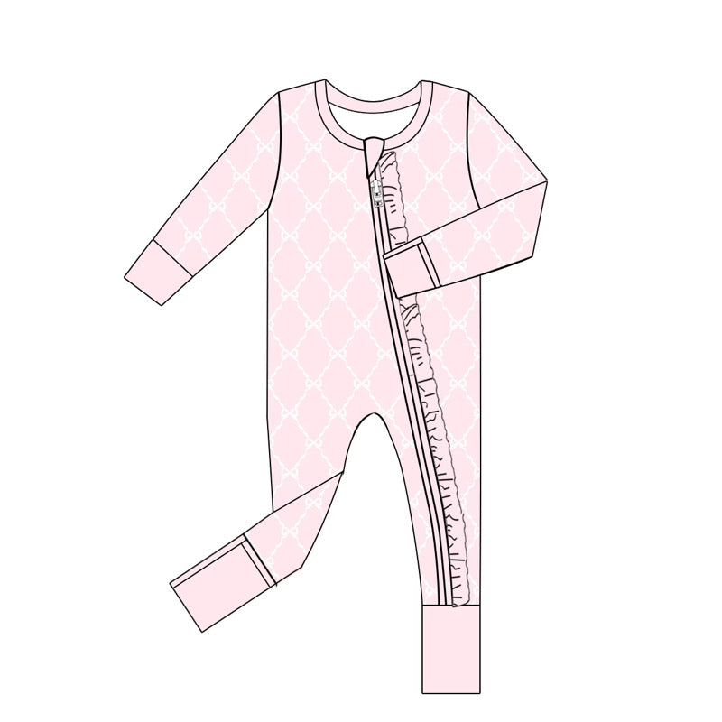 Pink Bow Trellis Girl's Bamboo Zippy PREORDER ETA LATE SEPTEMBER