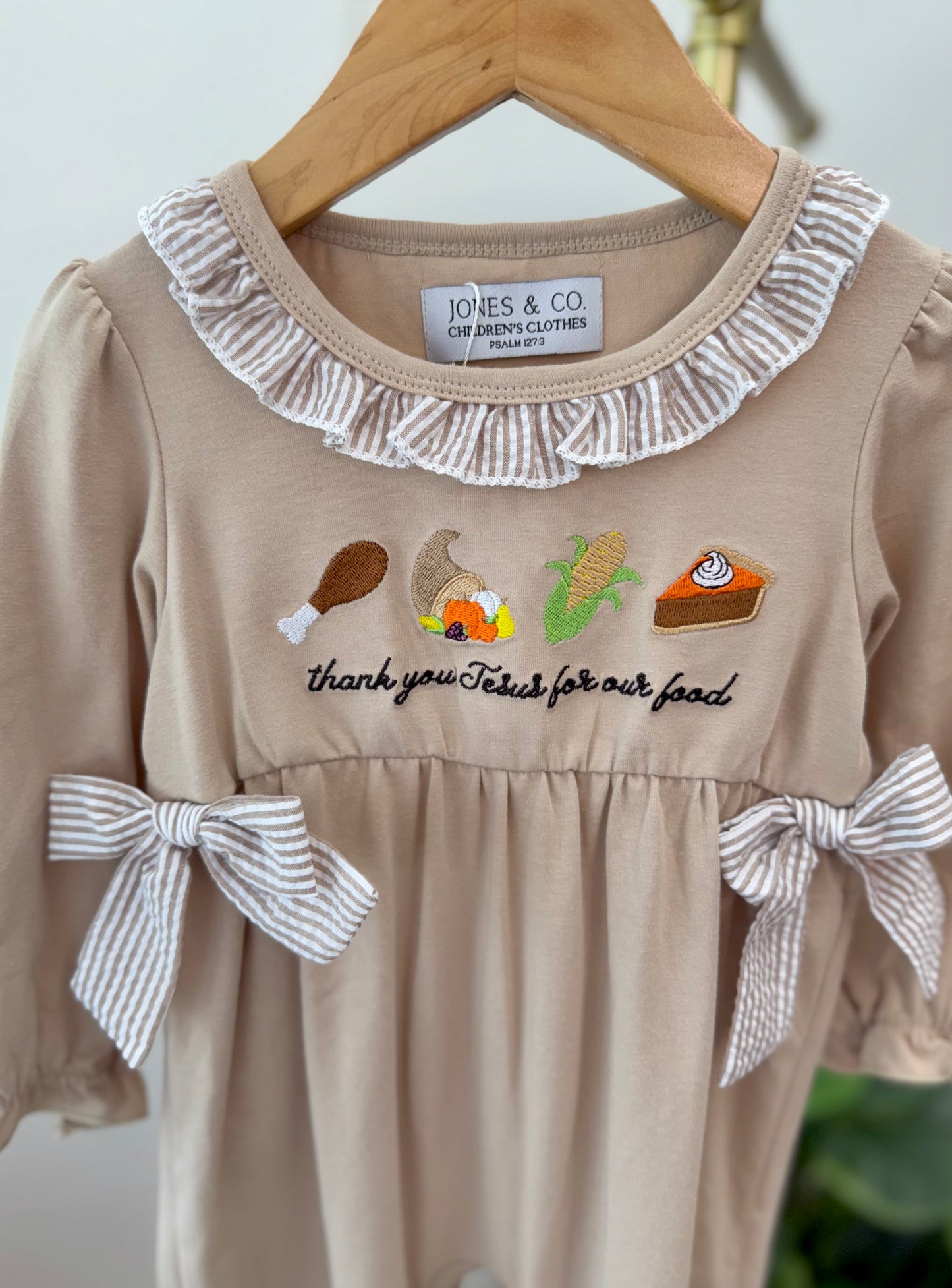 Thank you Jesus for our food Girl’s Romper