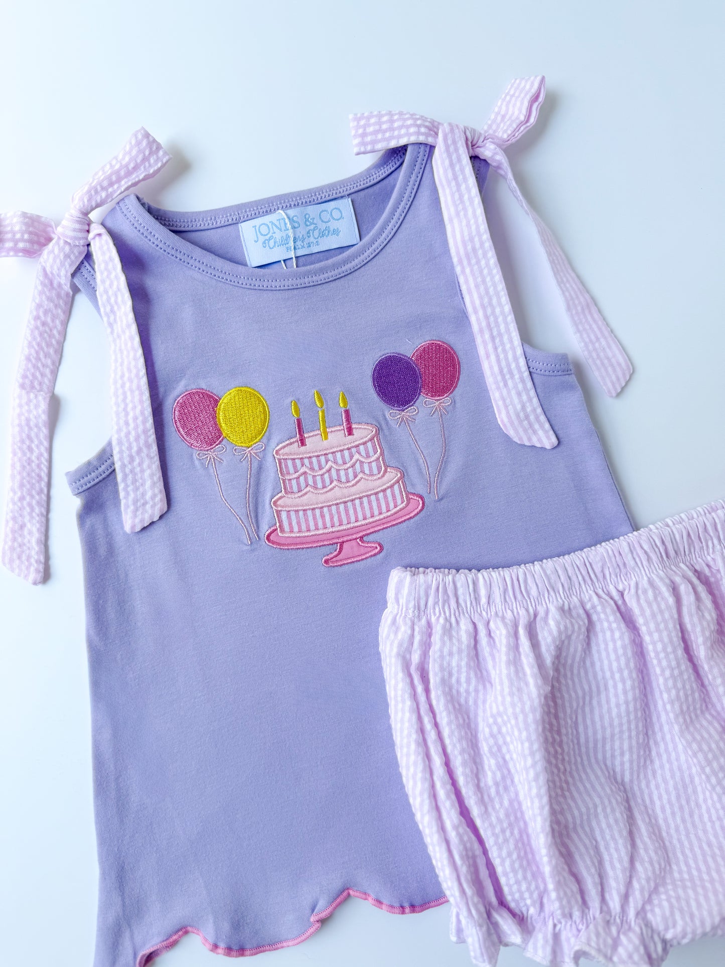 Seersucker Birthday Girl’s Diaper Set