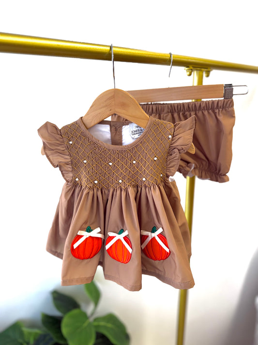 Pumpkin & Pearl Bloomer Set - Hand Smocked