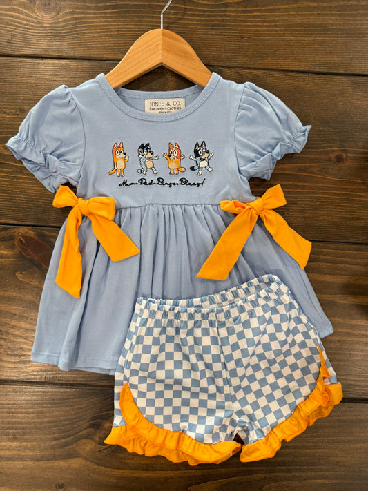 ‘Mum, Dad, Bingo, Bluey’ Girl's Short Set