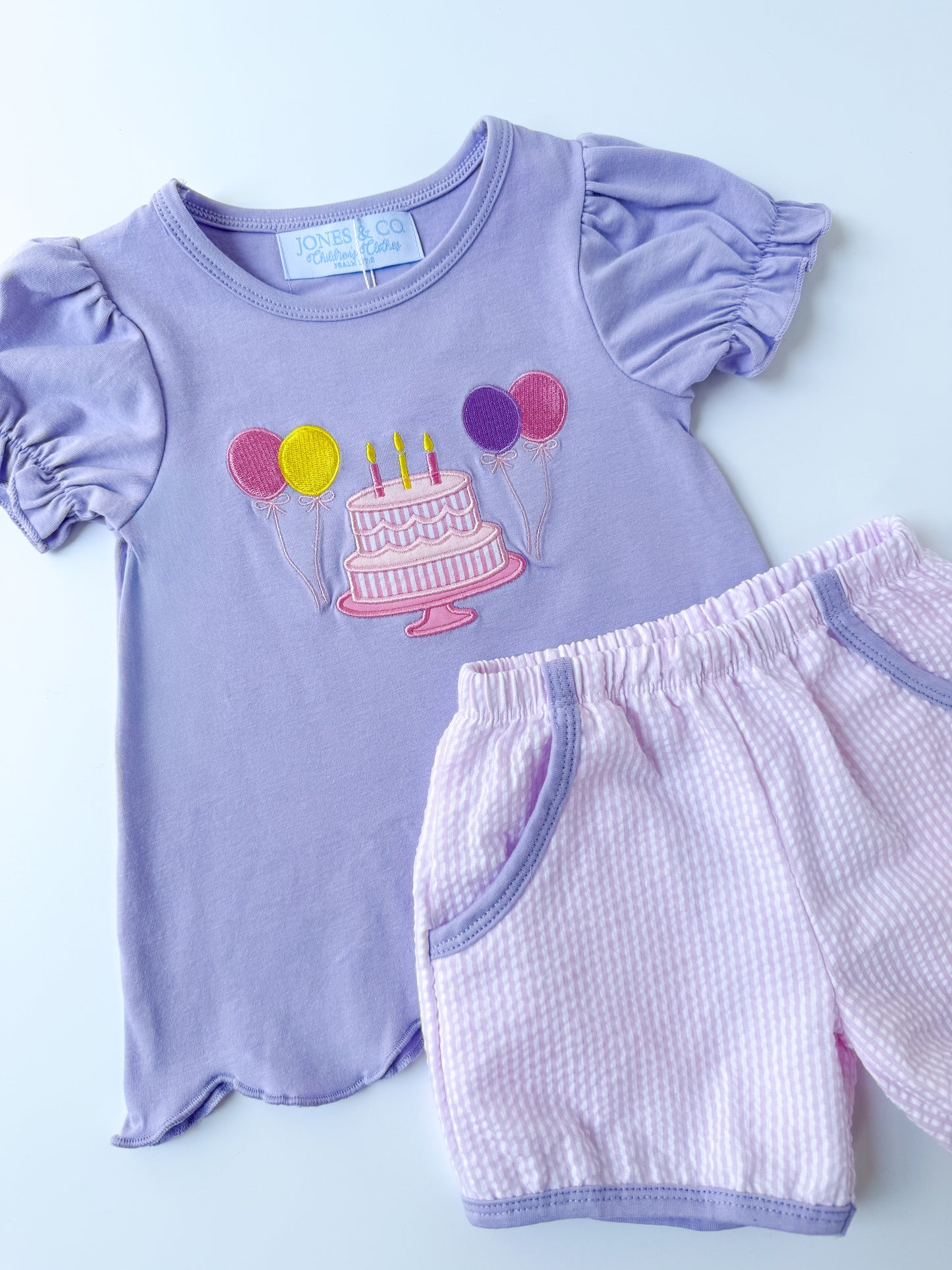 Seersucker Birthday Girl’s Short Set
