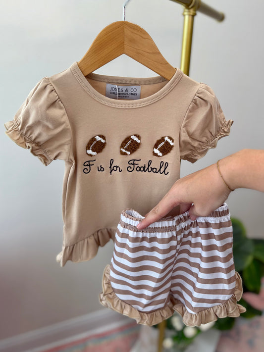F is for Football Girl's Short Set