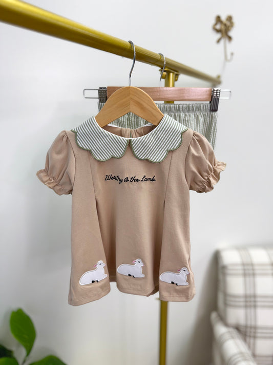 Worthy is the Lamb Girl's Diaper Set