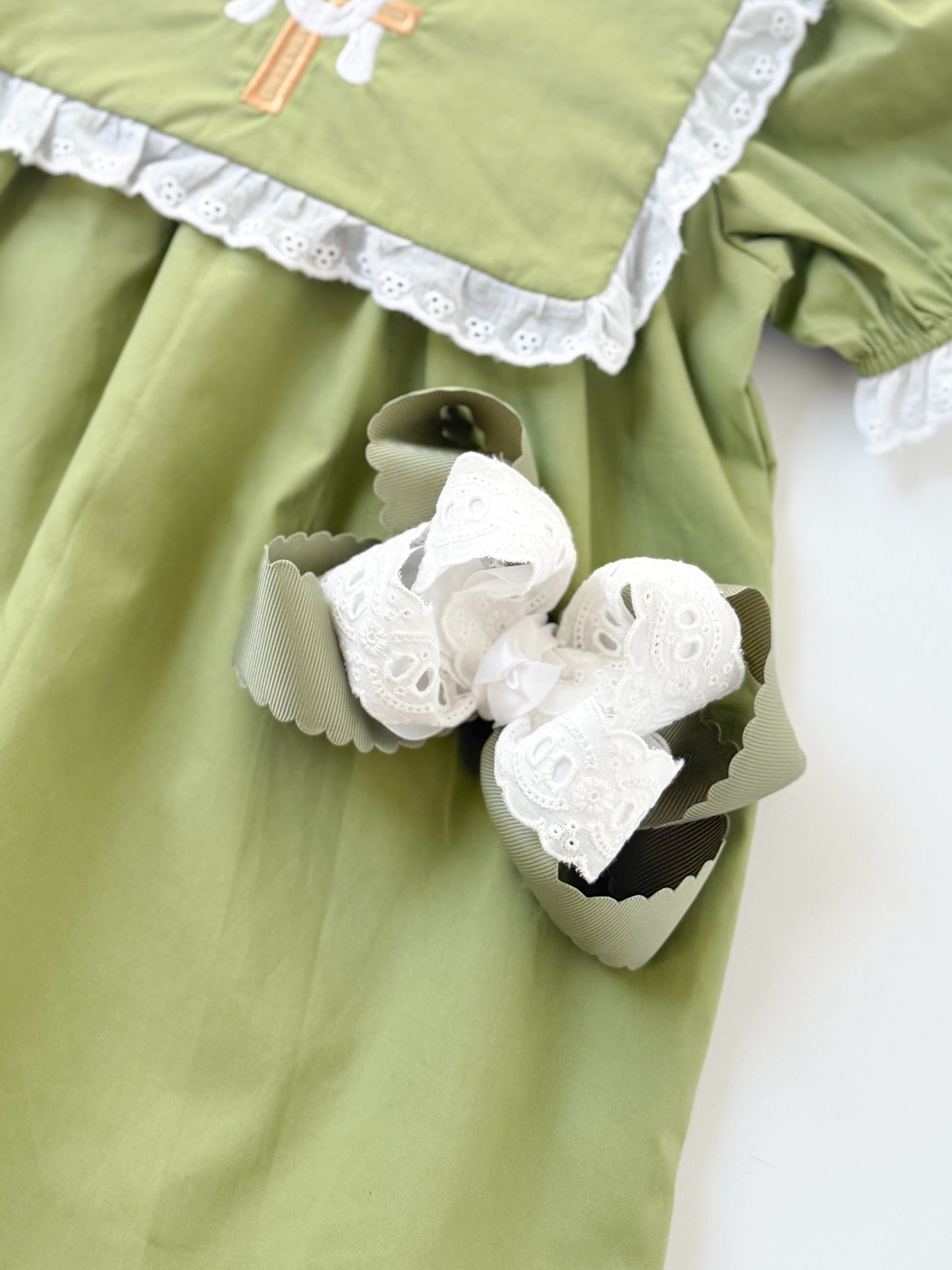 Sage Lace Bow - Crowned with Grace