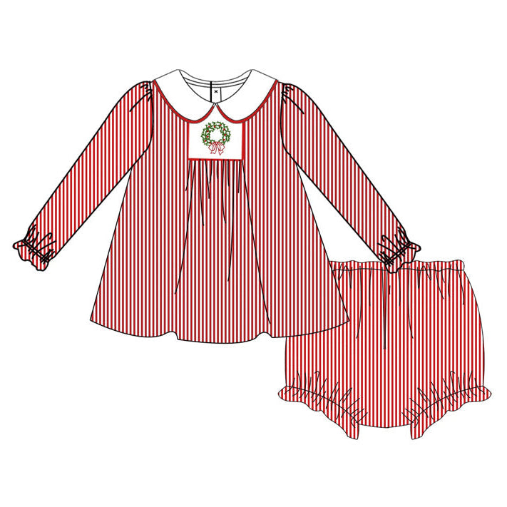 Christmas Seersucker Girl’s Diaper Set PREORDER ETA OCTOBER