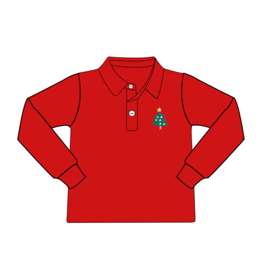 Red Christmas Tree Boy’s Polo Shirt PREORDER ETA OCTOBER