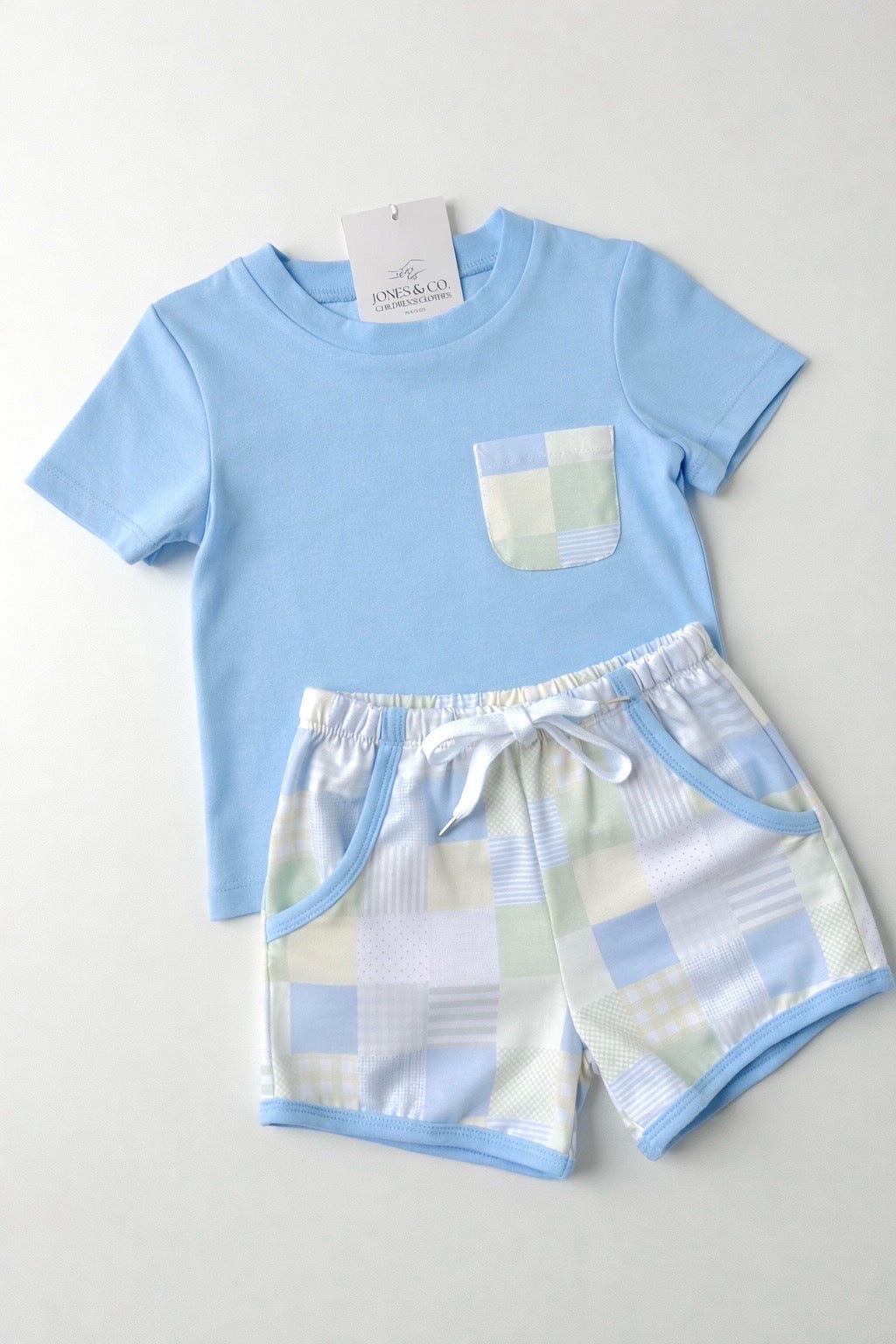 Spring Patchwork Boy’s Short Set