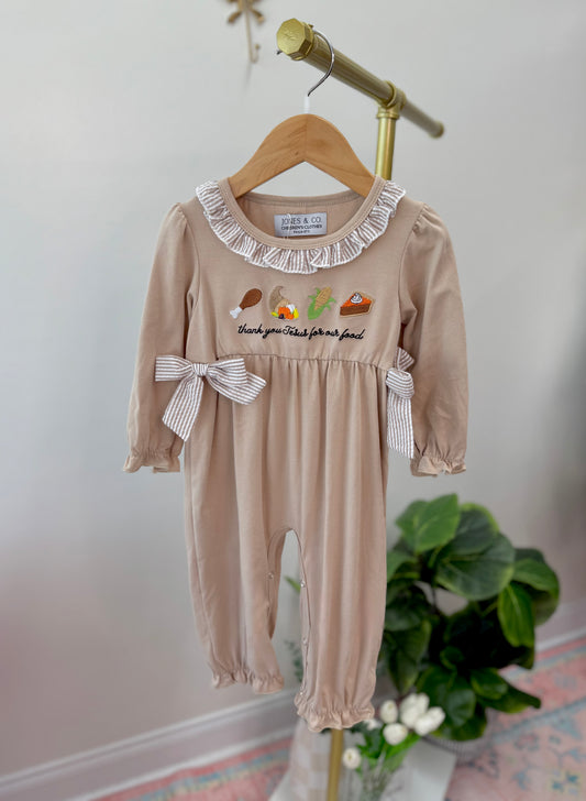 Thank you Jesus for our food Girl’s Romper