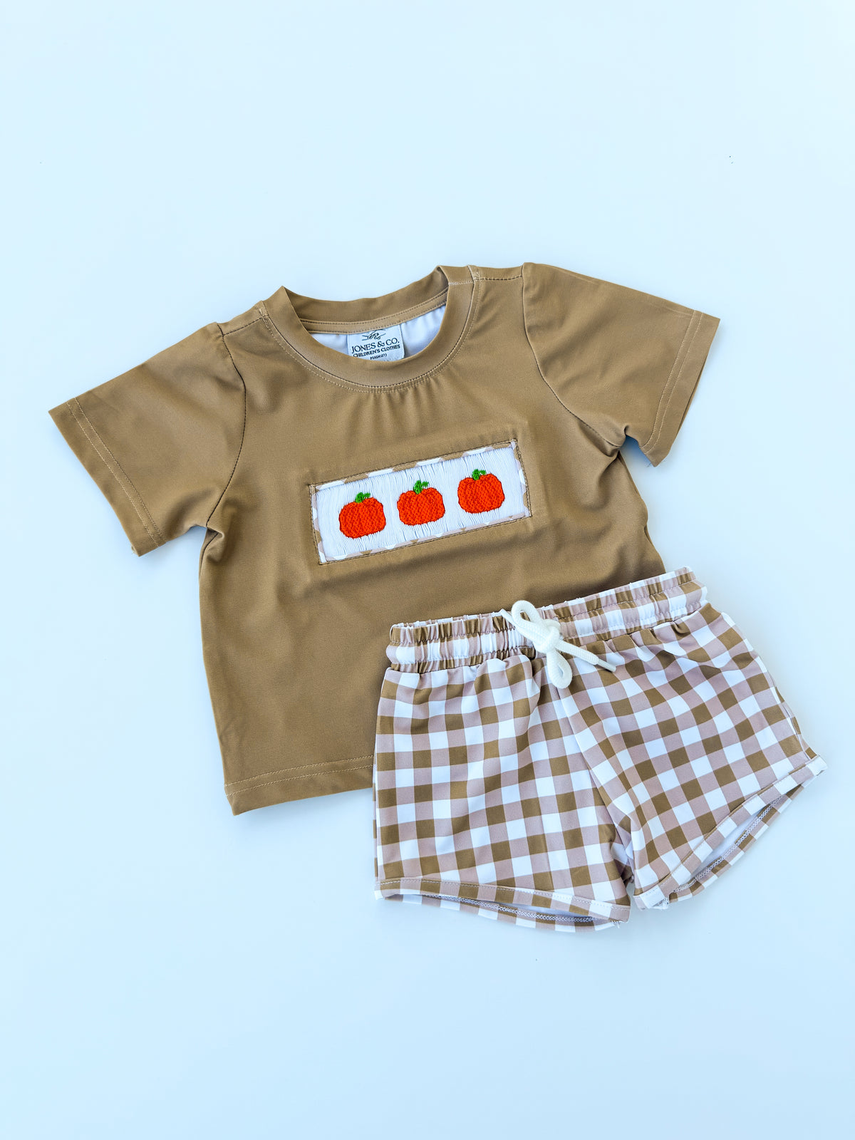 Gingham Pumpkins Boy's Short Set