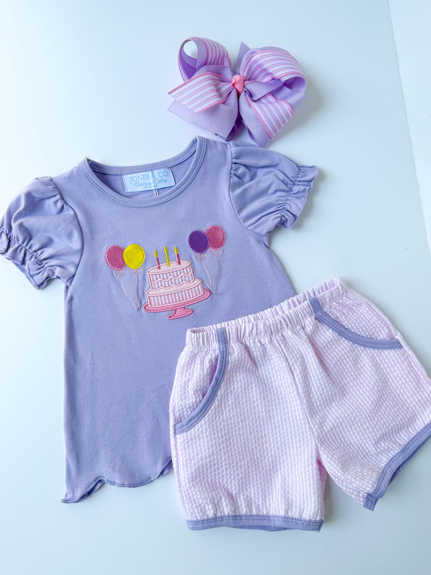 Seersucker Birthday Girl’s Short Set