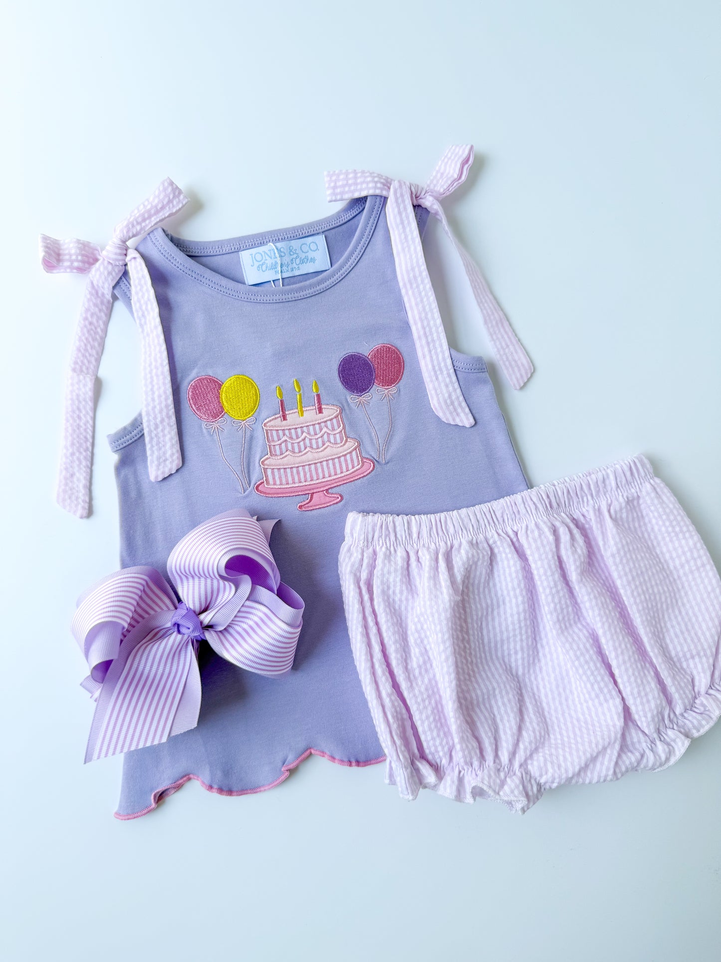Seersucker Birthday Girl’s Diaper Set