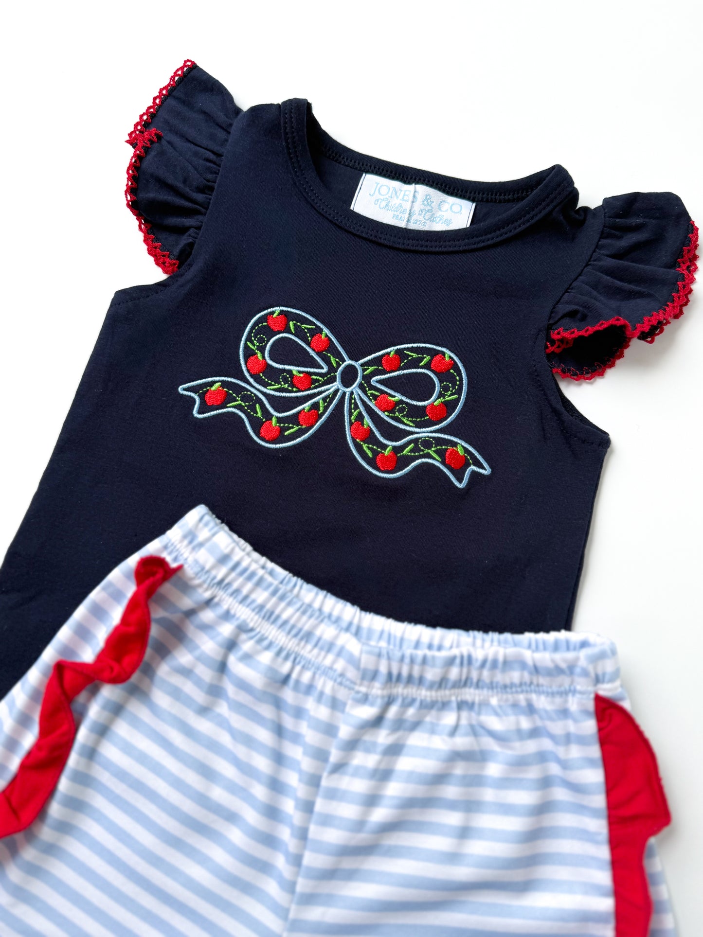 Classic Apple Bow Girl’s Short Set