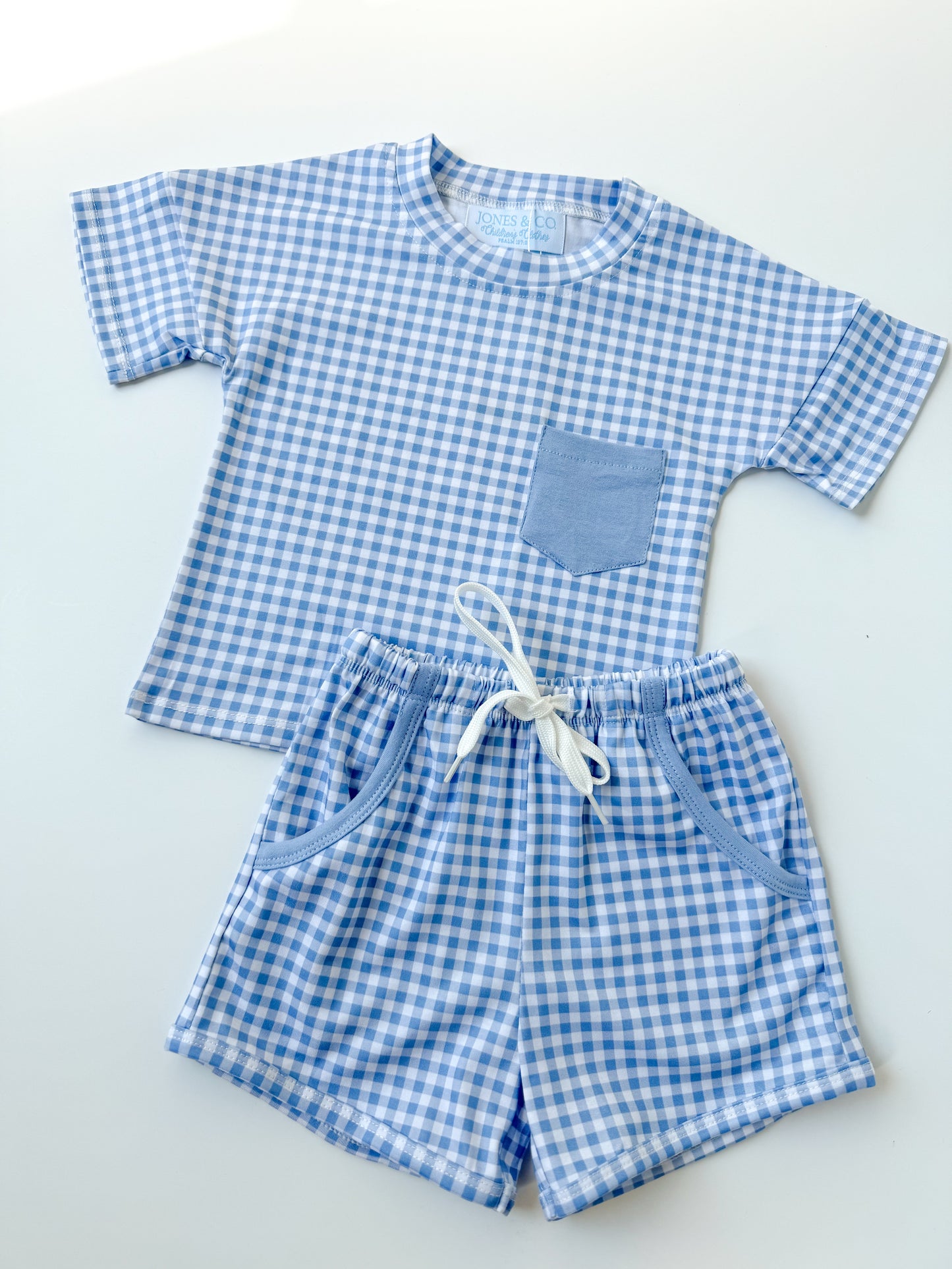 Oversized Blue Gingham Short Set