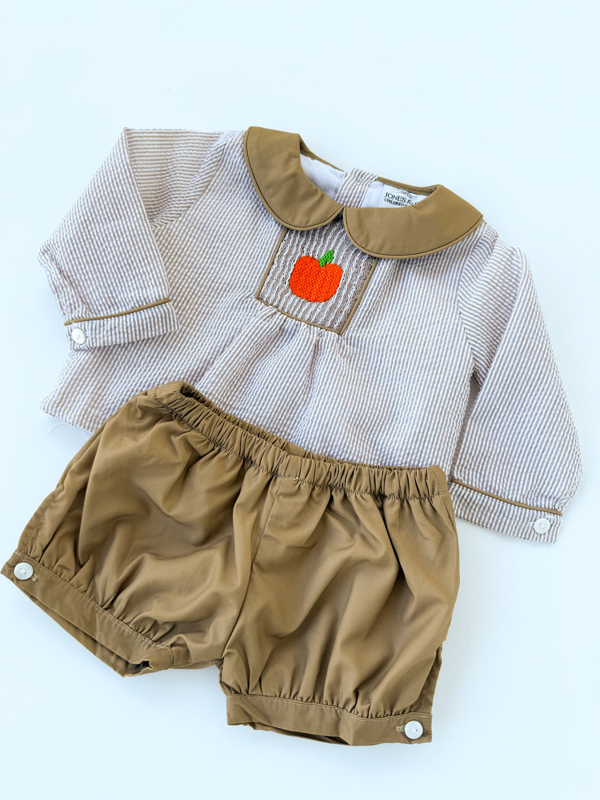 Seersucker Pumpkins Boy’s Collar Short Set