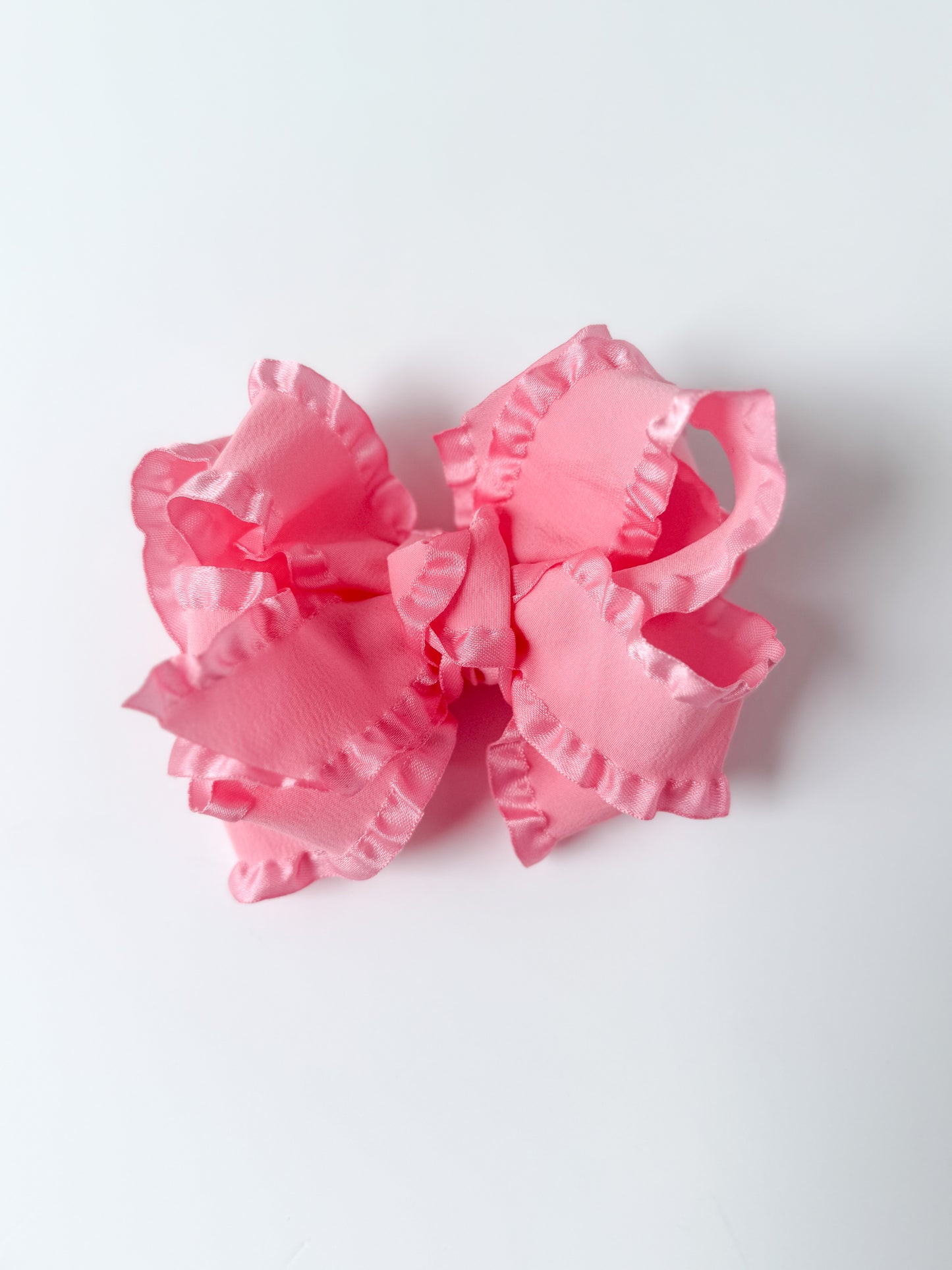 Pink Double Ruffle Bow - Crowned With Grace