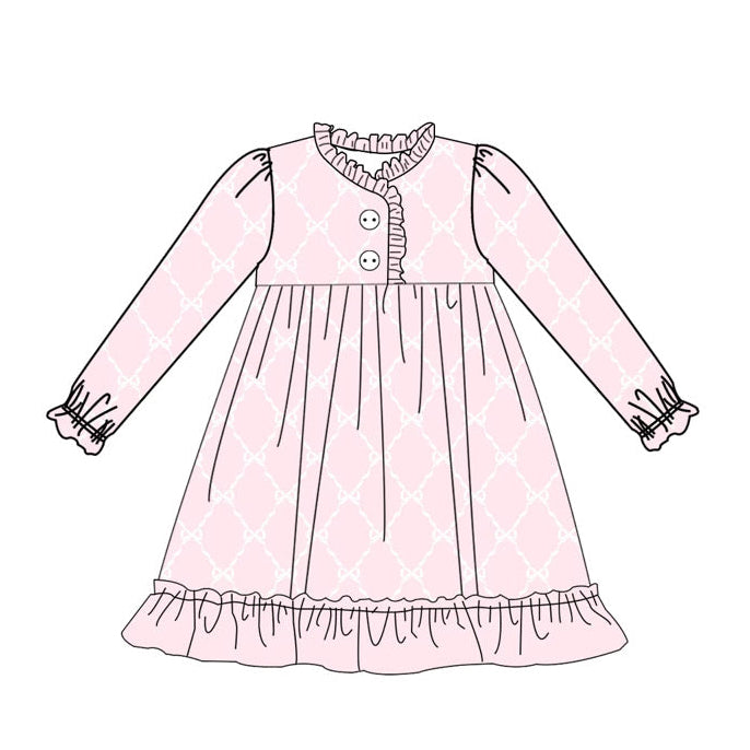 Pink Bow Trellis Girl's Nightgown PREORDER ETA LATE SEPTEMBER