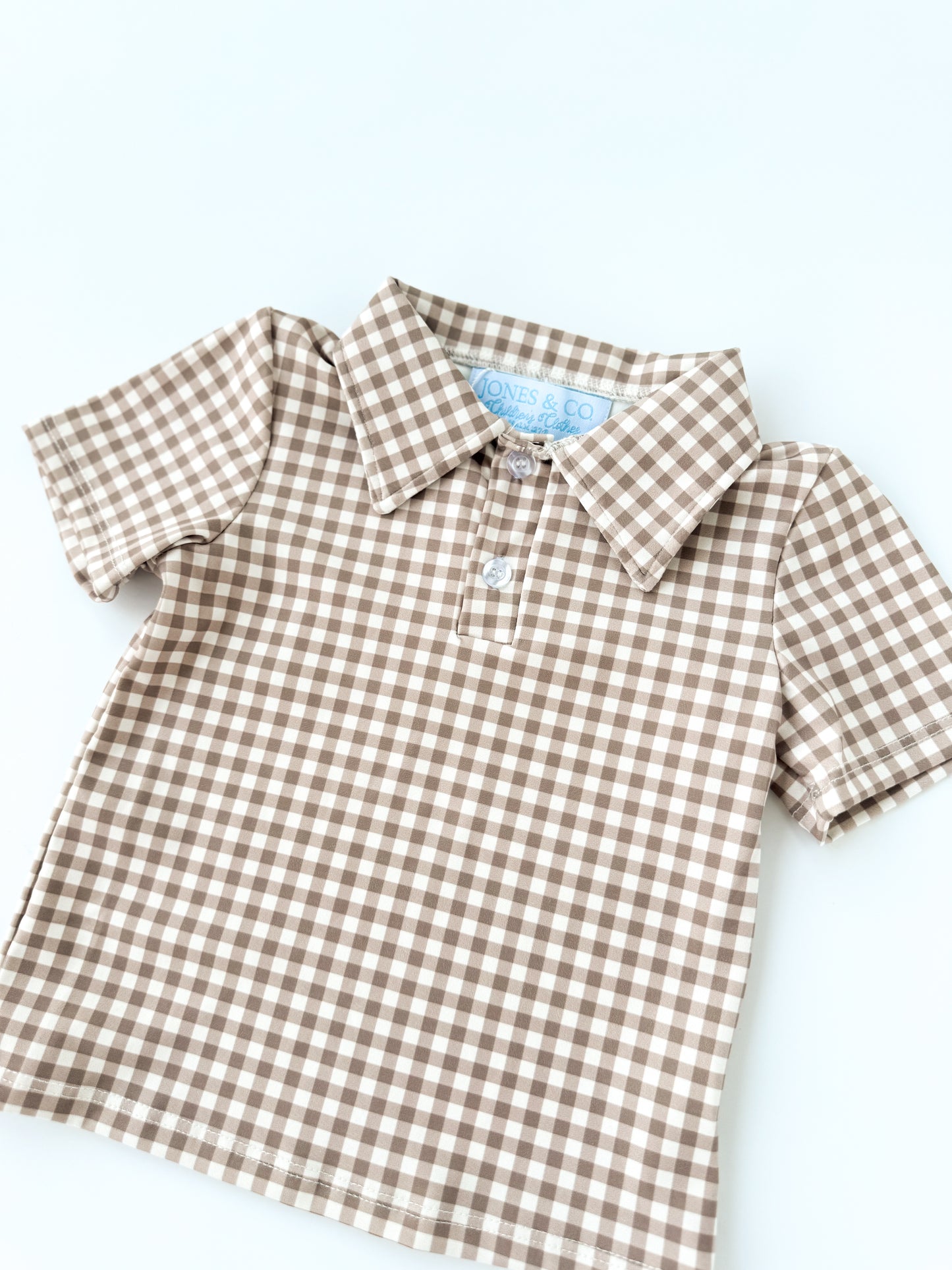Classic Brown Gingham Boy’s Polo Shirt