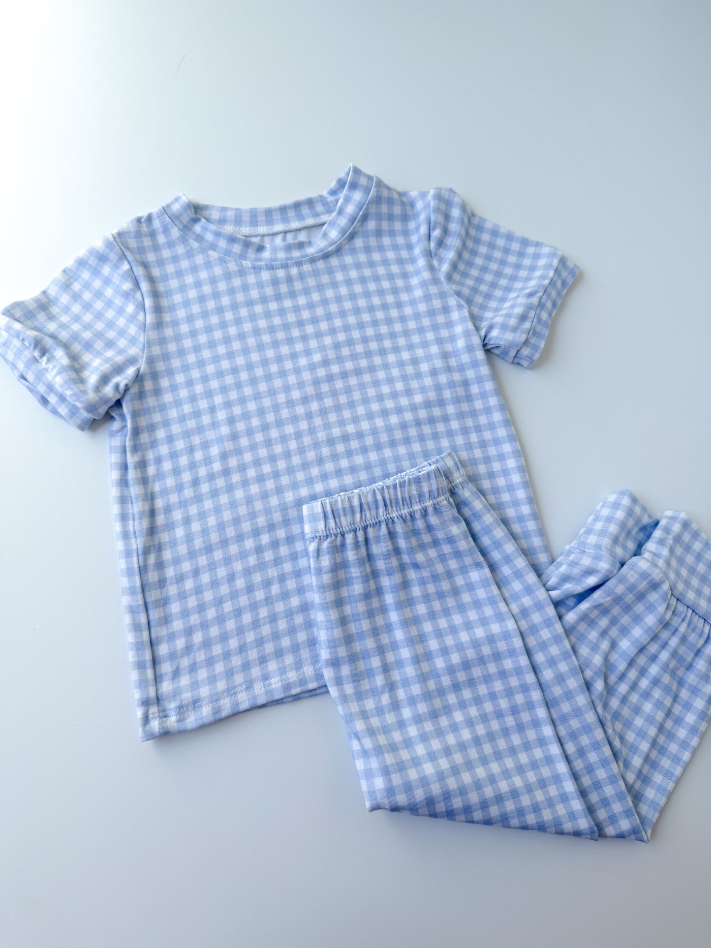 Blue Gingham Bamboo Pant Set