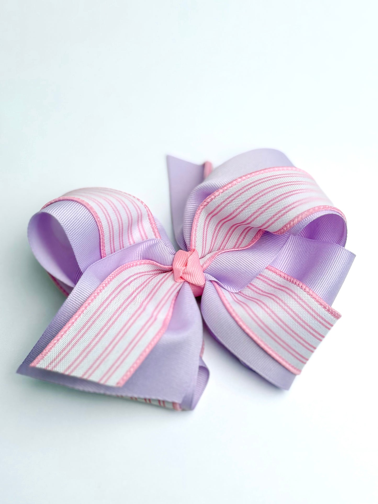 Purple & Pink Stripe CLIP Bow - Crowned with Grace