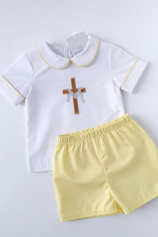 Heirloom Inspired Cross Boy’s Short Set
