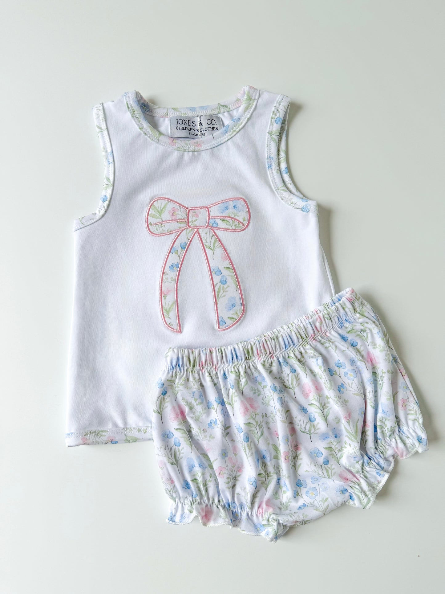 Floral Bow Girl’s Diaper Set