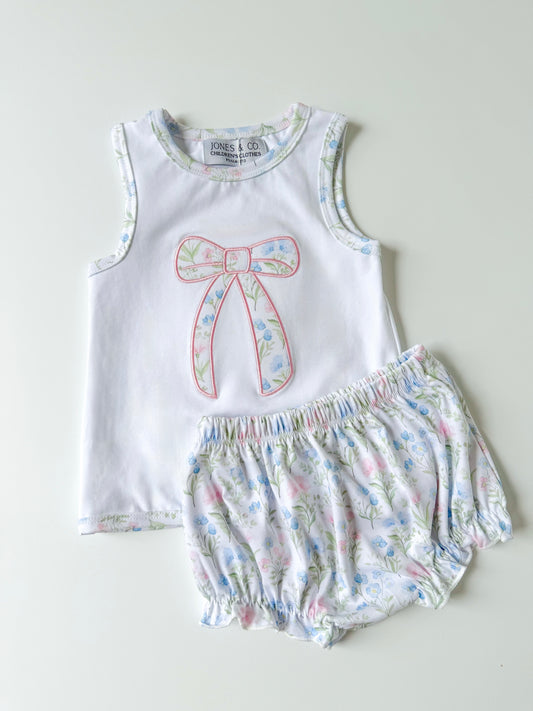 Floral Bow Girl’s Diaper Set