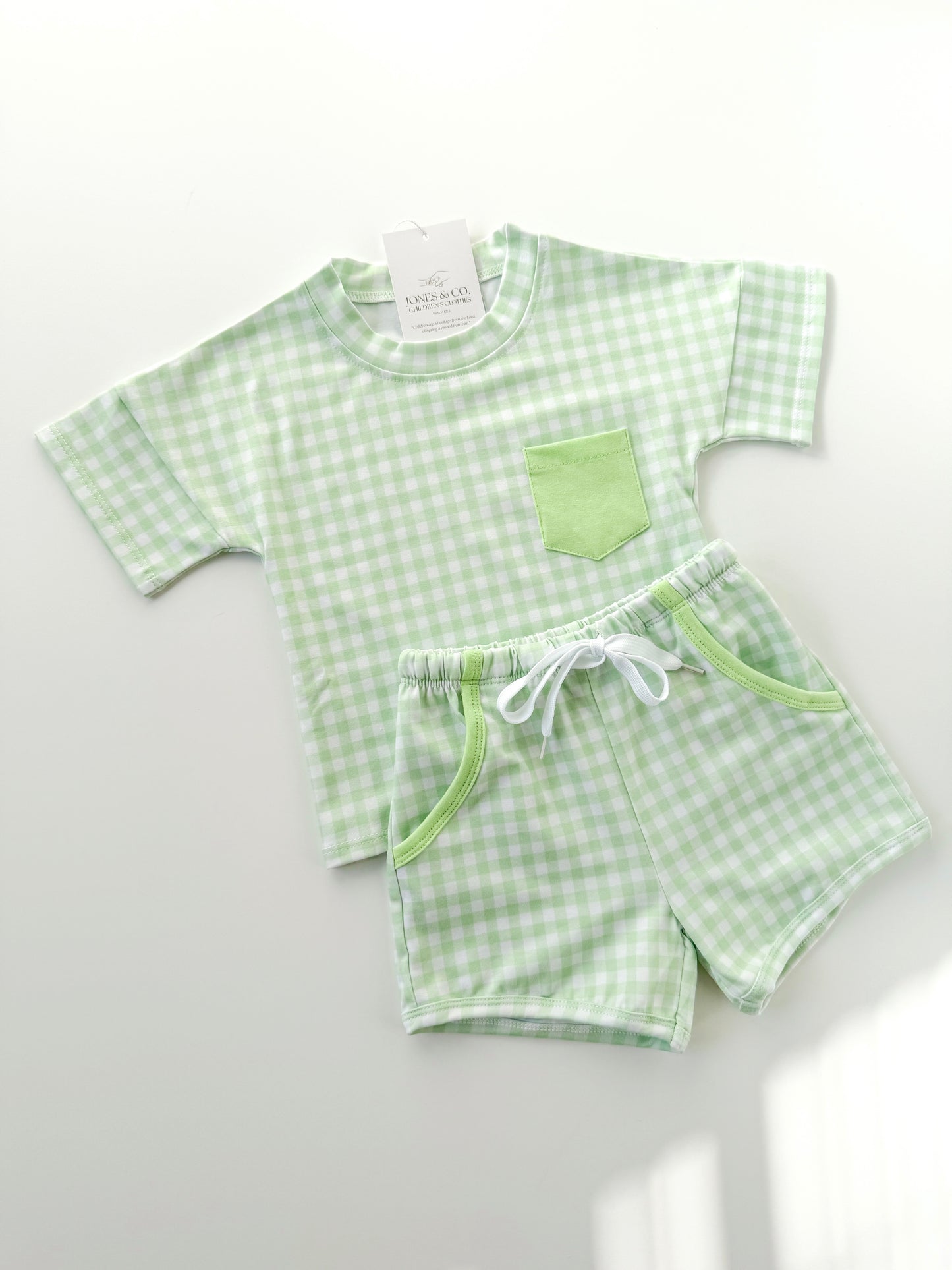 Oversized Green Gingham Short Set