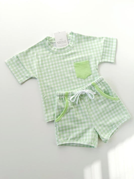 Oversized Green Gingham Short Set