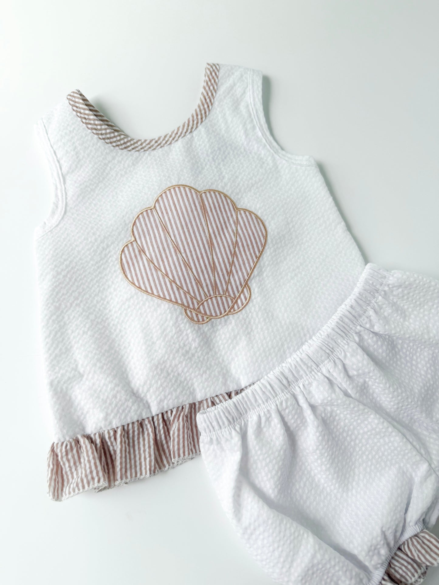 Seersucker Shells Girl’s Bloomer Set