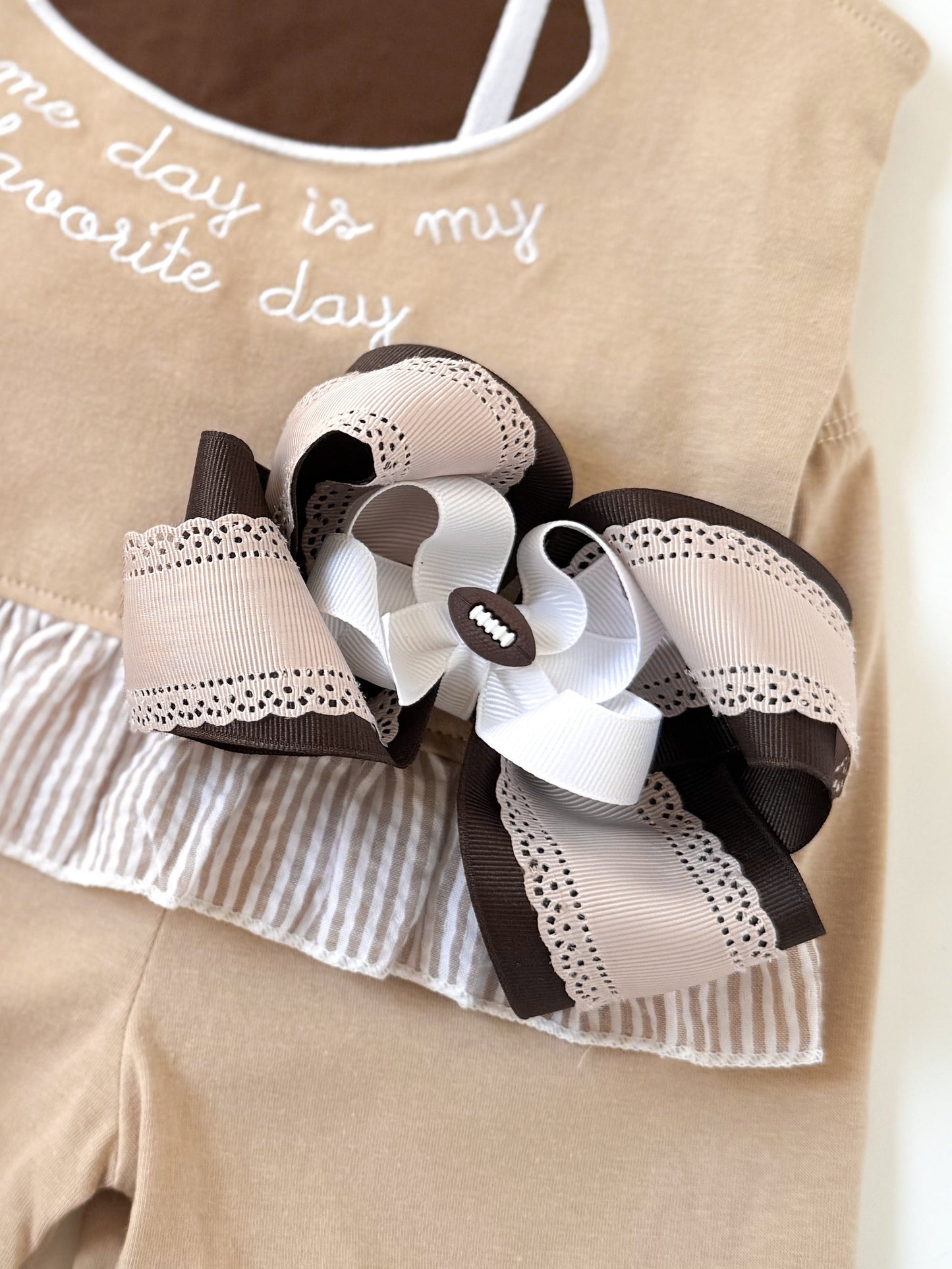 Brown Football Bow - Crowned with Grace