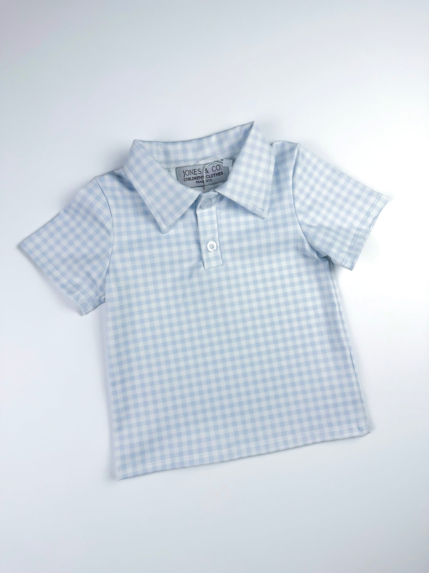 Blue Gingham Boy’s Collared Shirt