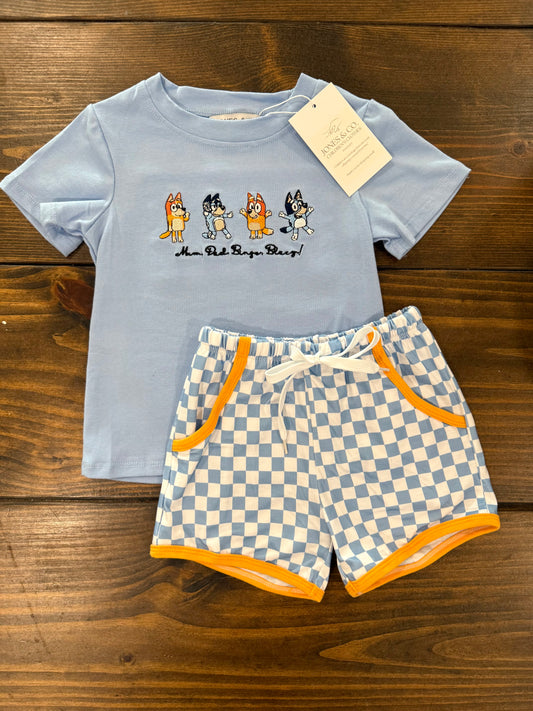 ‘Mum, Dad, Bingo, Bluey’ Boy's Short Set