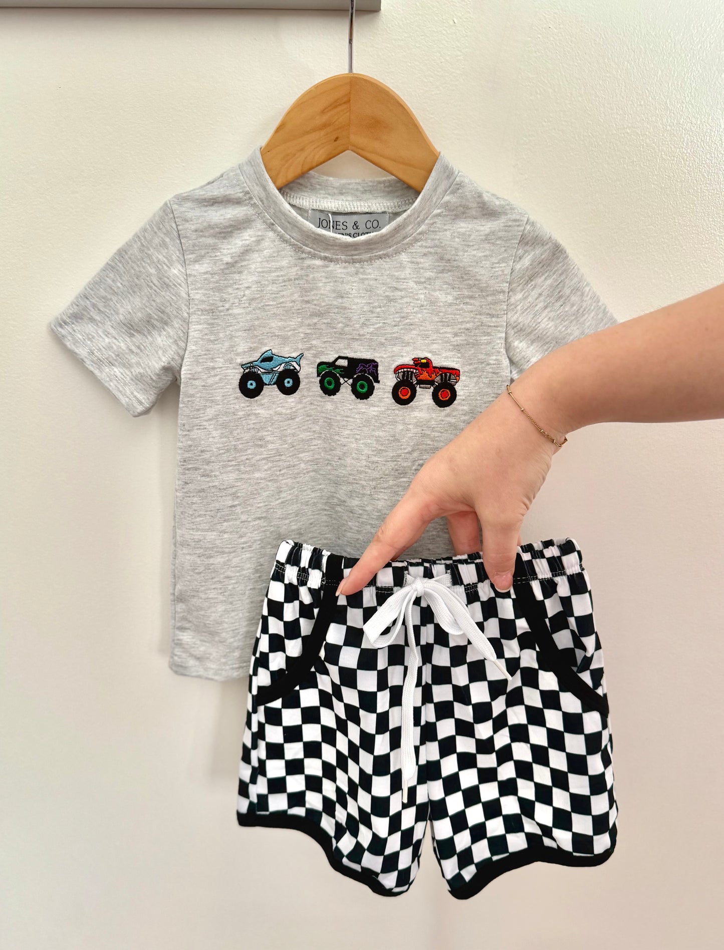 Monster Truck Boy's Short Set