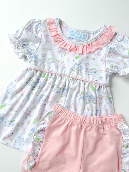 Classroom Toile Girl’s Short Set
