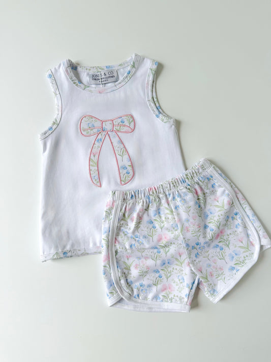 Floral Bow Girl’s Short Set