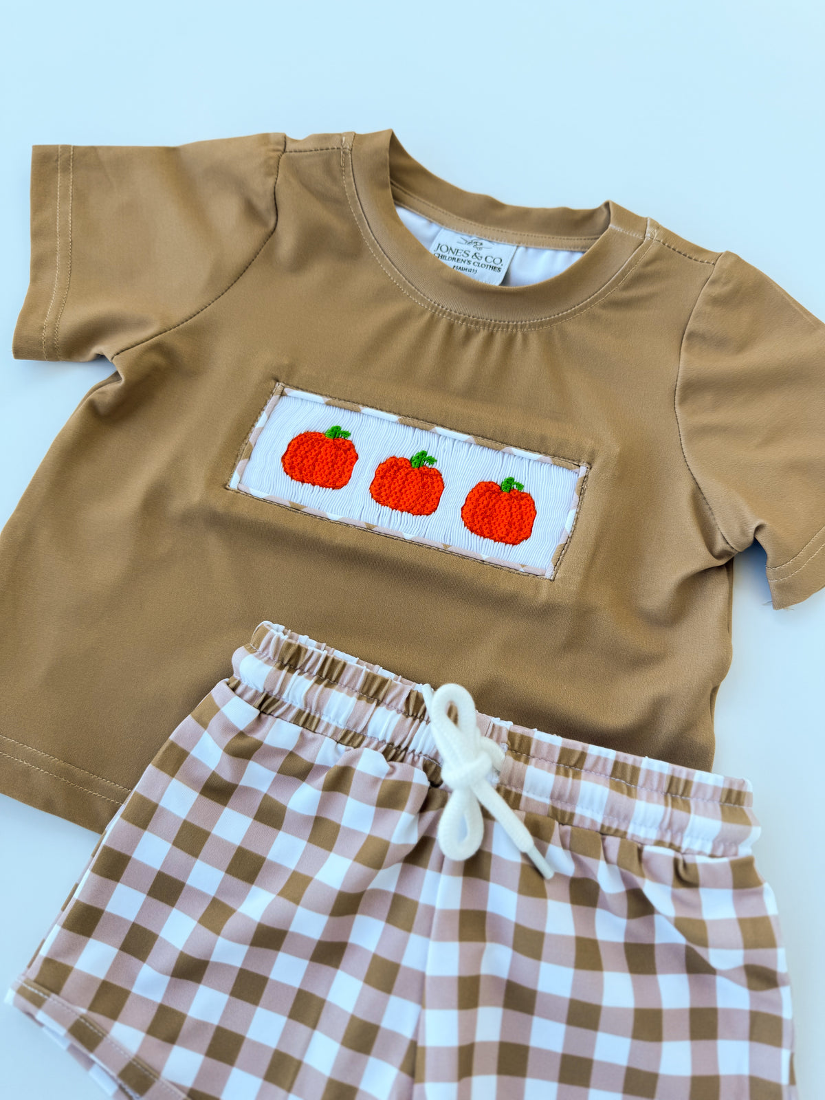 Gingham Pumpkins Boy's Short Set