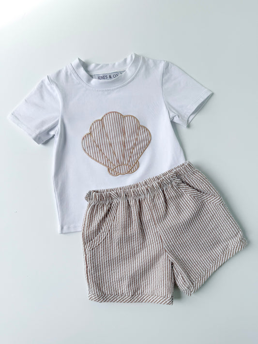 Seersucker Shells Boy’s Short Set